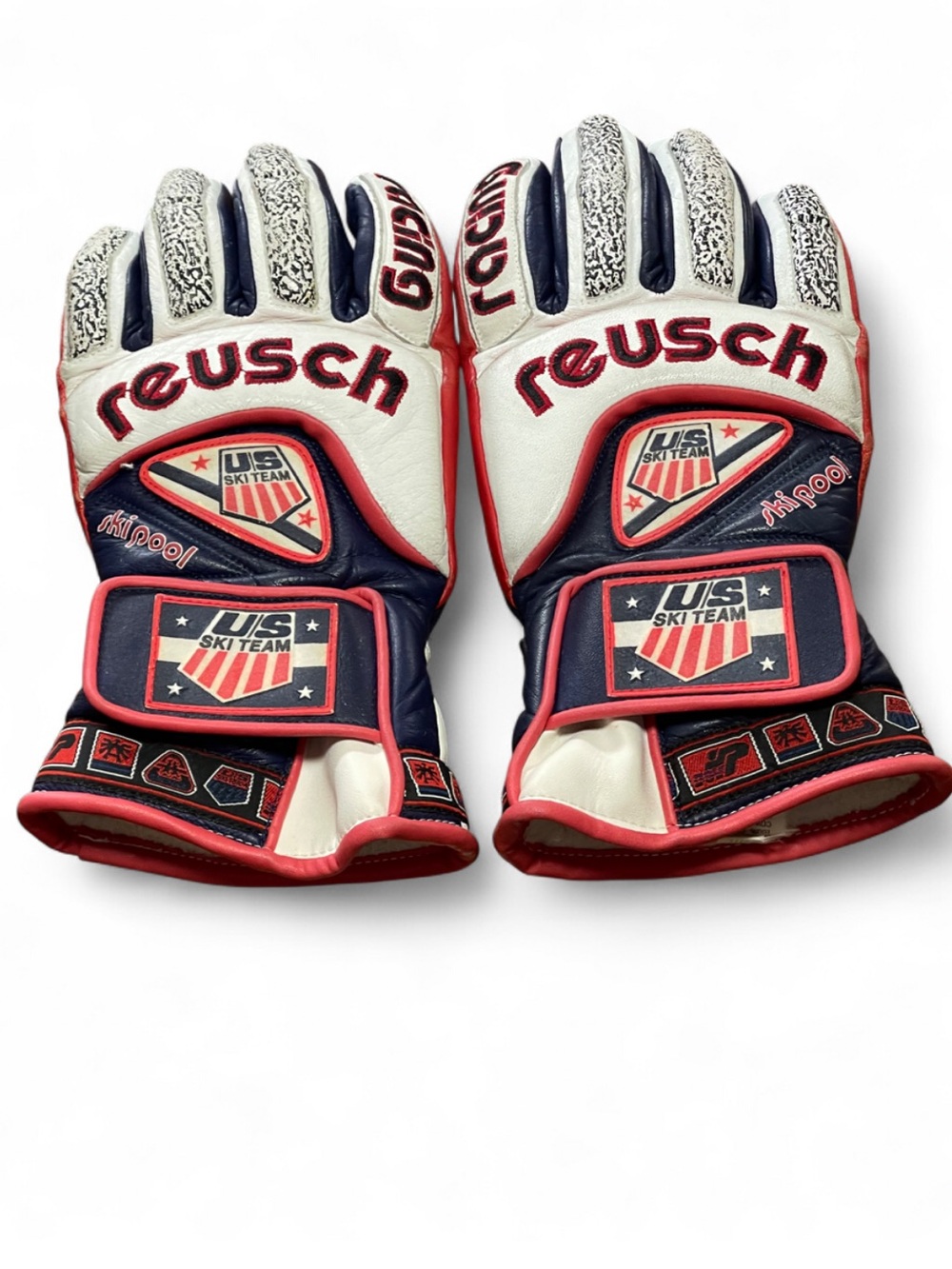 Vintage Reusch US Ski Team Leather Racing Gloves Padded Size 8.5